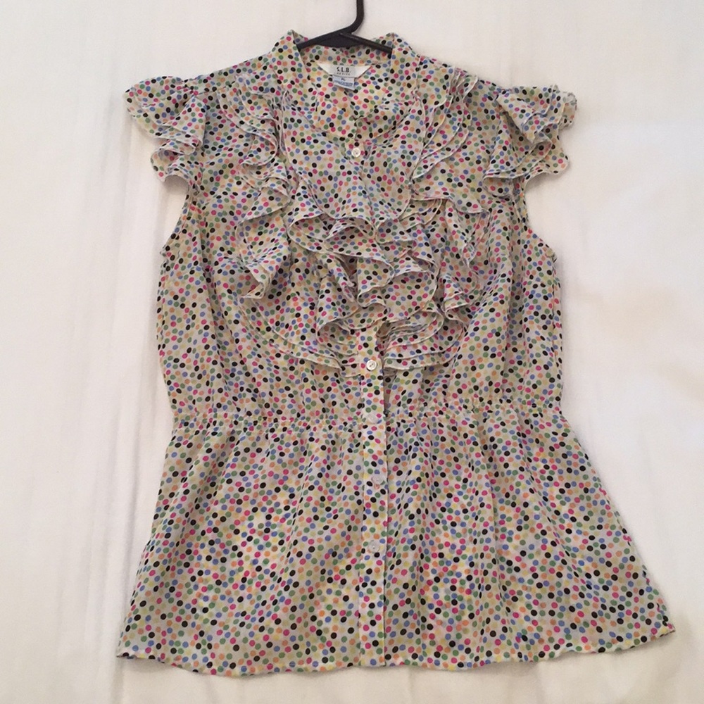 S. L. B. Button-Down Blouse w/Ruffle Detail